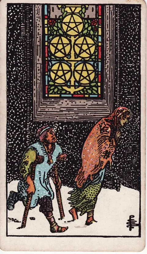 Carta de tarot Cinco de Ouros