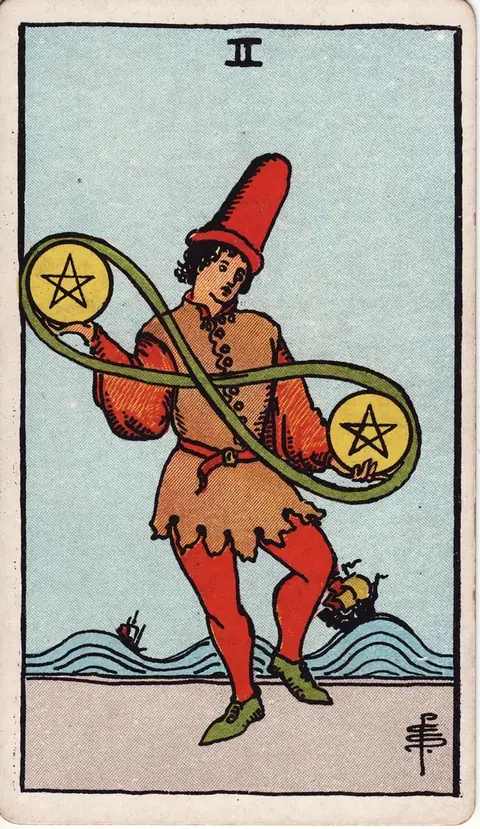 Carta de tarot Dois de Ouros