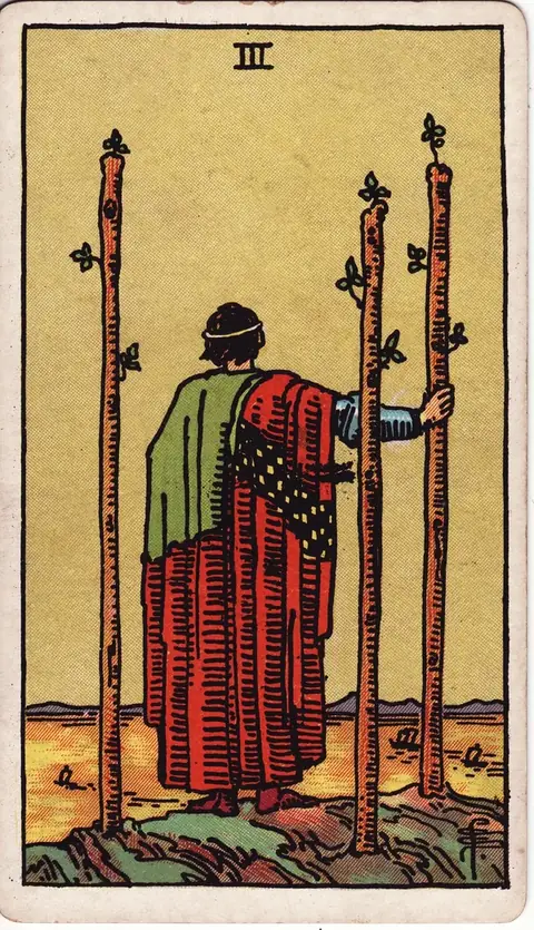 Carta de tarot Três de Paus